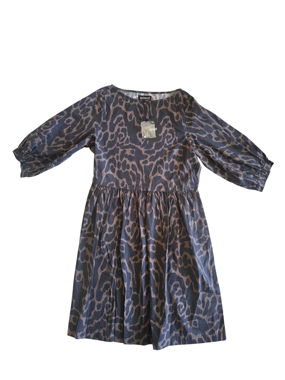 NWT Mixed by Nasrin Leopard Print Cotton Midi Dress SZ Large Animal RETAIL $235